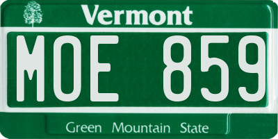 VT license plate MOE859