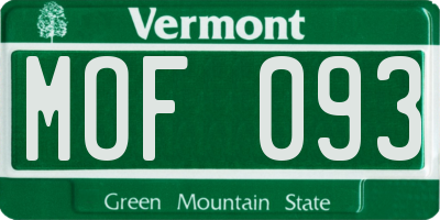 VT license plate MOF093