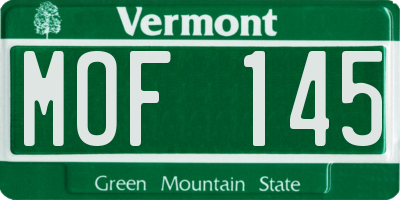 VT license plate MOF145