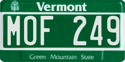 VT license plate MOF249