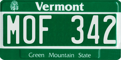 VT license plate MOF342