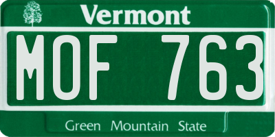 VT license plate MOF763