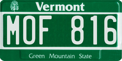 VT license plate MOF816