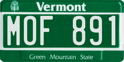 VT license plate MOF891