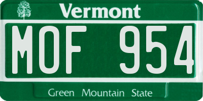 VT license plate MOF954
