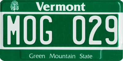 VT license plate MOG029