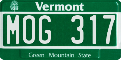 VT license plate MOG317