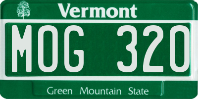 VT license plate MOG320