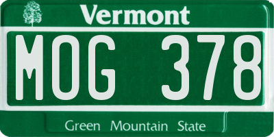 VT license plate MOG378