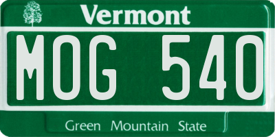 VT license plate MOG540