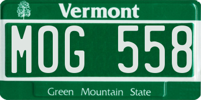 VT license plate MOG558