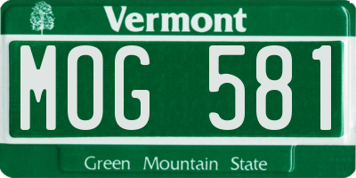 VT license plate MOG581