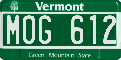VT license plate MOG612