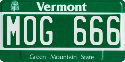 VT license plate MOG666