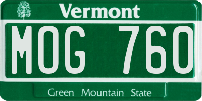 VT license plate MOG760