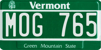 VT license plate MOG765