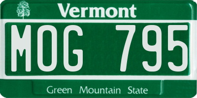 VT license plate MOG795