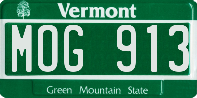 VT license plate MOG913