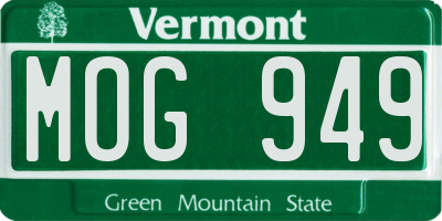 VT license plate MOG949
