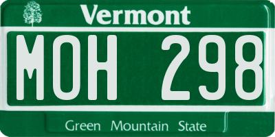 VT license plate MOH298