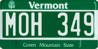 VT license plate MOH349