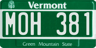 VT license plate MOH381