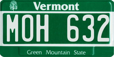 VT license plate MOH632