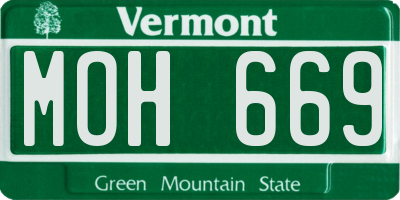 VT license plate MOH669