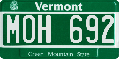 VT license plate MOH692