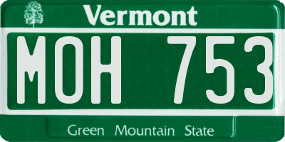 VT license plate MOH753