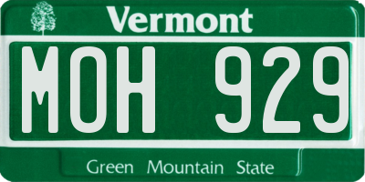 VT license plate MOH929
