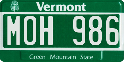 VT license plate MOH986