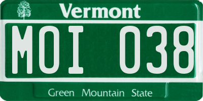 VT license plate MOI038
