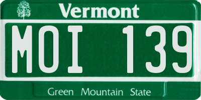 VT license plate MOI139