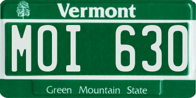 VT license plate MOI630