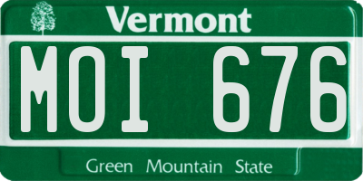 VT license plate MOI676