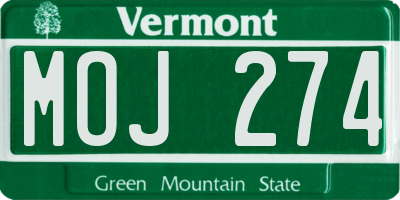 VT license plate MOJ274