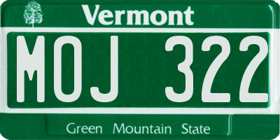 VT license plate MOJ322