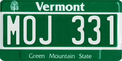 VT license plate MOJ331