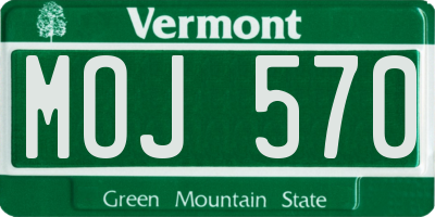 VT license plate MOJ570