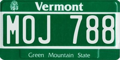 VT license plate MOJ788