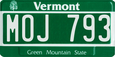 VT license plate MOJ793