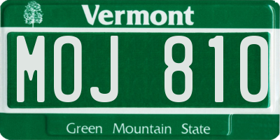 VT license plate MOJ810
