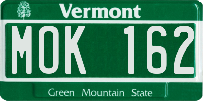 VT license plate MOK162