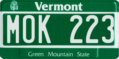 VT license plate MOK223