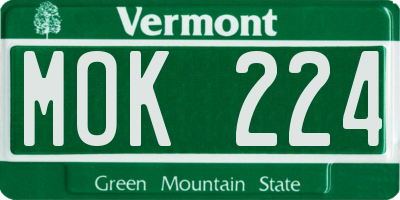 VT license plate MOK224