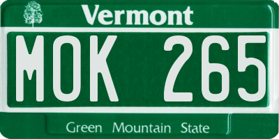 VT license plate MOK265