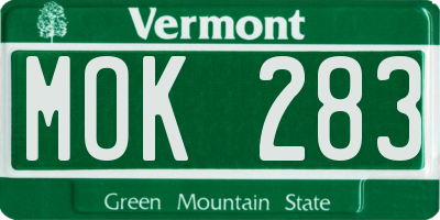 VT license plate MOK283