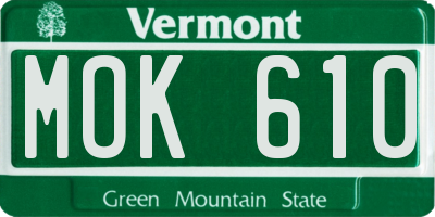 VT license plate MOK610