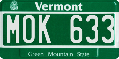 VT license plate MOK633